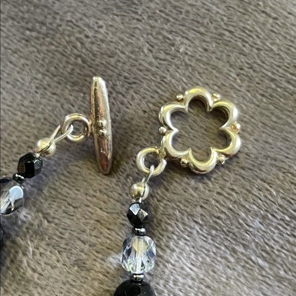 Black Lined Jasper Stone Necklace with Black and Metallic Beads - Picture 8 of 8